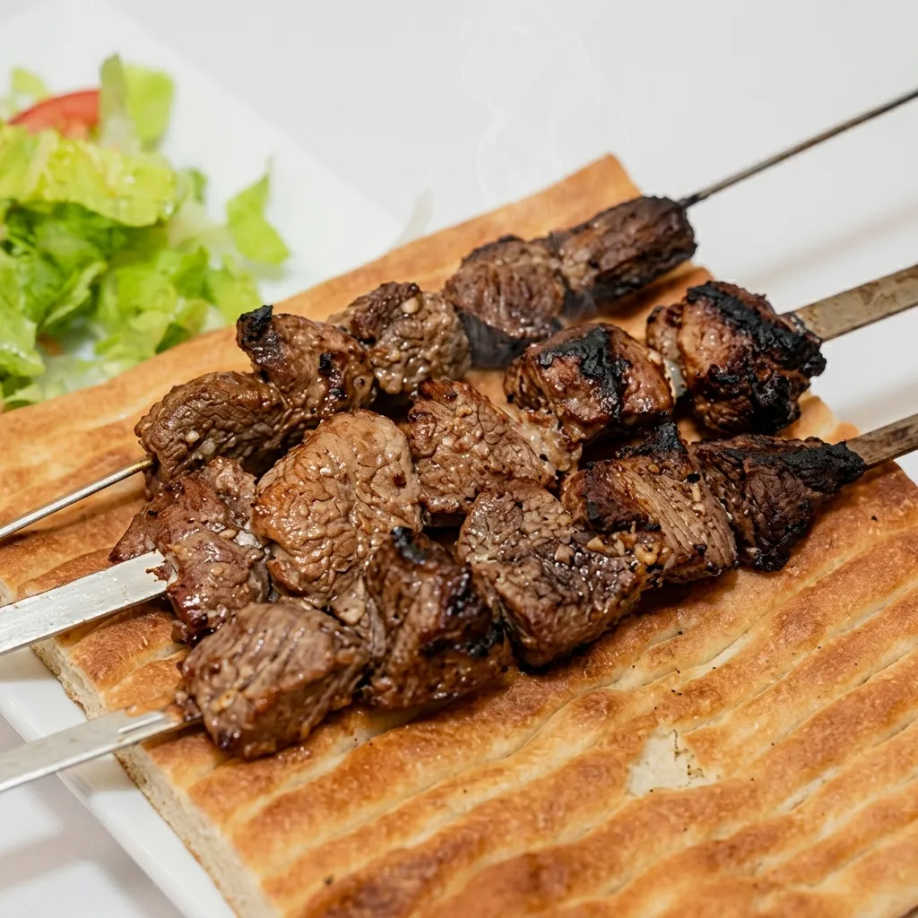 Afghan lamb kebab - charcoal-grilled halal lamb skewers at Kabul Fourteen Winnipeg